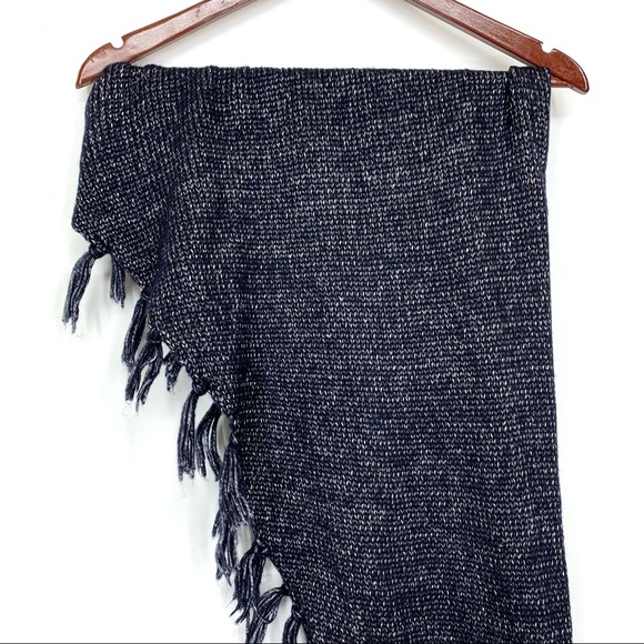 White House Black Market Navy Blue Metallic Fleck  Sweater With Removable Scarf - Picture 7 of 16